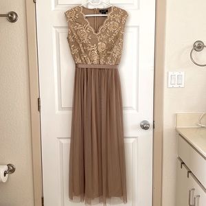 Candalite Full Length Ivory Dress Gown W/ Satin Belt